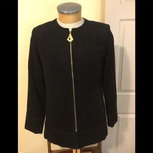 Black Jacket With Gold Tone Zipper Pull